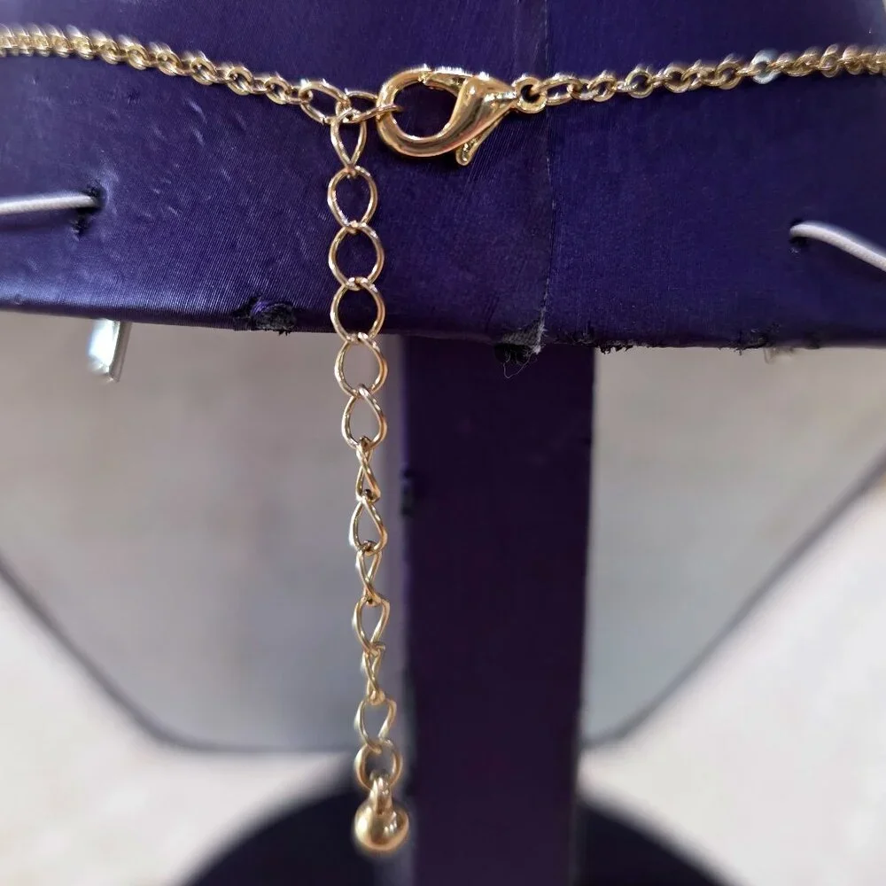 Gold Butterfly Pave Rhinestone Small Gold Chain Pendant Necklace Dainty Small - Picture 7 of 10
